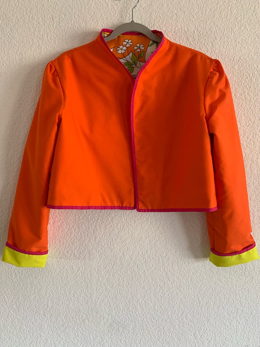 Floral Cropped Accent Jacket in Yellow & Orange - Picture 3 of 6